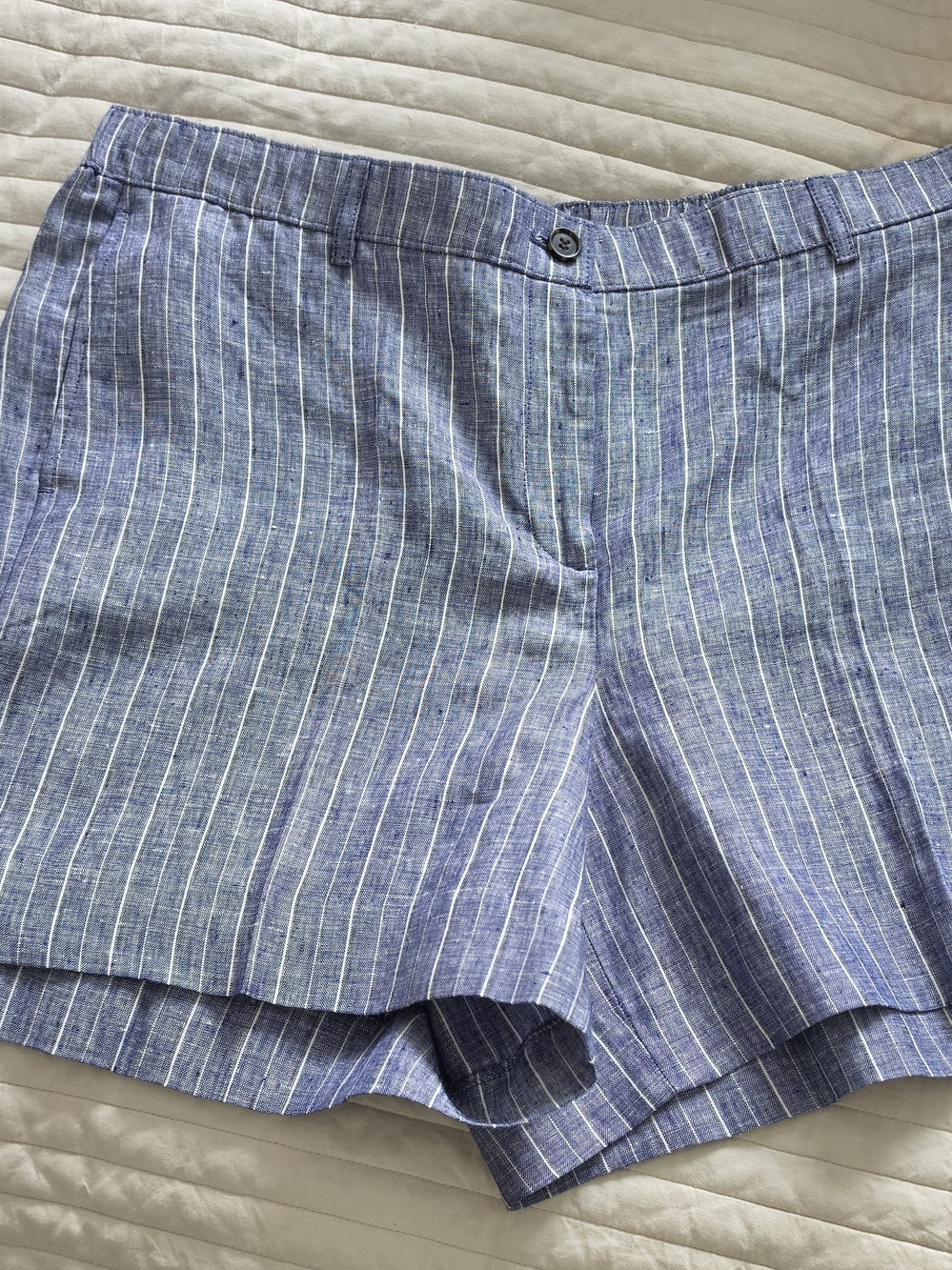 J. Crew 6" Blue and White Striped Linen-Blend Shorts